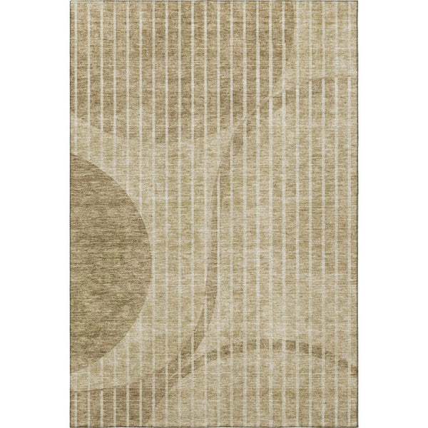 HomeRoots 8' X 10' Brown and Ivory Striped Washable Area Rug - Durable, UV-Protected, Easy-Care Design for Homes 657657