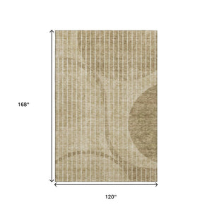 HomeRoots 10' Brown & Ivory Striped Washable Area Rug - Durable, UV-Protected, Easy-Care for Busy Homes 657659
