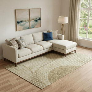 HomeRoots 10' Brown & Ivory Striped Washable Area Rug - Durable, UV-Protected, Easy-Care for Busy Homes 657659