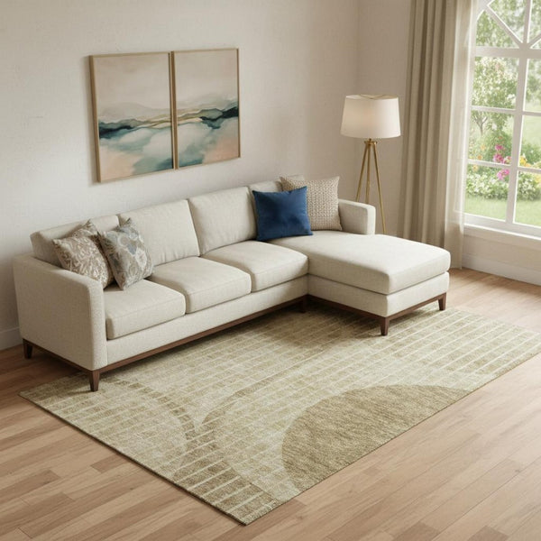 HomeRoots 10' Brown & Ivory Striped Washable Area Rug - Durable, UV-Protected, Easy-Care for Busy Homes 657659