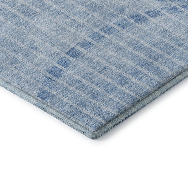HomeRoots 9' X 12' Durable Blue & Ivory Striped Area Rug – Washable, UV Protected, Stain Resistant Design 657664