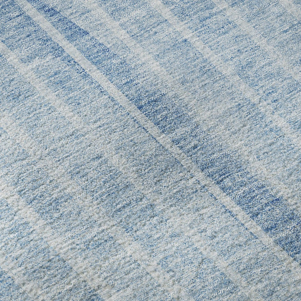 HomeRoots 9' X 12' Durable Blue & Ivory Striped Area Rug – Washable, UV Protected, Stain Resistant Design 657664