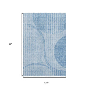 HomeRoots 10' Blue and Ivory Striped Washable Area Rug with UV Protection - Perfect for Indoor/Outdoor Use! 657665