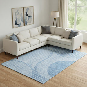 HomeRoots 10' Blue and Ivory Striped Washable Area Rug with UV Protection - Perfect for Indoor/Outdoor Use! 657665