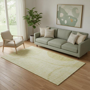 HomeRoots 5' X 8' Washable Gold and Ivory Striped Area Rug with UV Protection for High-Traffic Spaces & Style 657667
