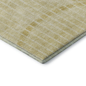 HomeRoots 8' X 10' Gold And Ivory Striped Area Rug - Stylish, Washable, UV-Protected, Perfect for Any Space! 657669
