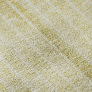 HomeRoots 8' X 10' Gold And Ivory Striped Area Rug - Stylish, Washable, UV-Protected, Perfect for Any Space! 657669