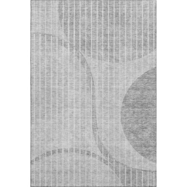 HomeRoots 5' X 8' Gray And Ivory Striped Washable Area Rug – UV Protected, Stylish, Durable, Easy-Care Design! 657673