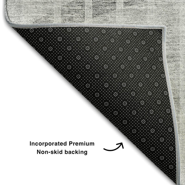 HomeRoots 5' X 8' Gray And Ivory Striped Washable Area Rug – UV Protected, Stylish, Durable, Easy-Care Design! 657673