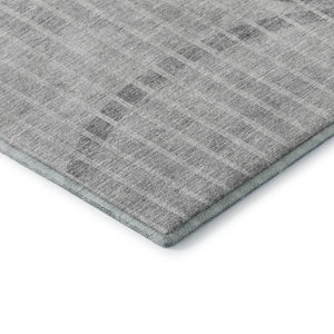 HomeRoots 5' X 8' Gray And Ivory Striped Washable Area Rug – UV Protected, Stylish, Durable, Easy-Care Design! 657673