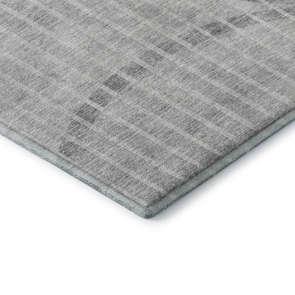 HomeRoots 5' X 8' Gray And Ivory Striped Washable Area Rug – UV Protected, Stylish, Durable, Easy-Care Design! 657673