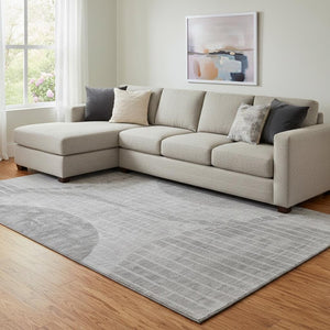 HomeRoots 10' Gray and Ivory Striped Washable Area Rug - Durable, UV Protected, Stain-Resistant for Home Use 657677