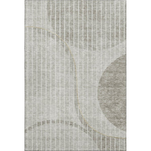 HomeRoots 5' X 8' Taupe And Ivory Striped Area Rug - Stylish, Durable, Stain Resistant with UV Protection! 657679