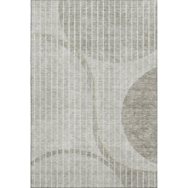 HomeRoots 5' X 8' Taupe And Ivory Striped Area Rug - Stylish, Durable, Stain Resistant with UV Protection! 657679
