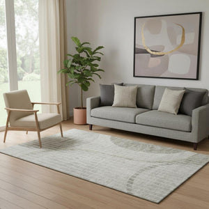 HomeRoots 5' X 8' Taupe And Ivory Striped Area Rug - Stylish, Durable, Stain Resistant with UV Protection! 657679