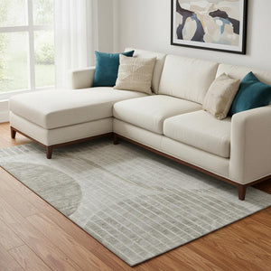 HomeRoots 10' Taupe and Ivory Striped Area Rug - Washable, UV Protected, Perfect for High-Traffic Spaces! 657683