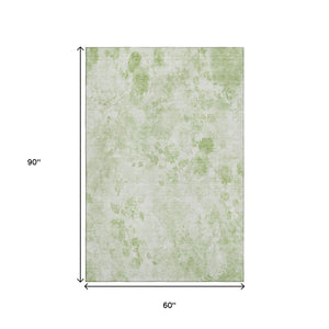 HomeRoots 5' X 8' Artichoke Green Floral Area Rug - Elegant, Washable, Stain-Resistant, UV-Protected Design 657685