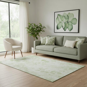 HomeRoots 5' X 8' Artichoke Green Floral Area Rug - Elegant, Washable, Stain-Resistant, UV-Protected Design 657685
