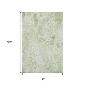 HomeRoots 8' X 10' Elegant Artichoke Green Floral Area Rug - Washable, UV-Protected, Durable for Homes 657687