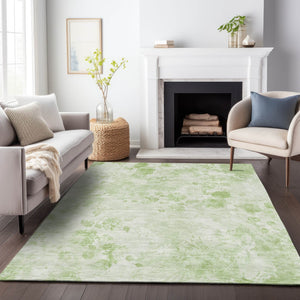 HomeRoots 8' X 10' Elegant Artichoke Green Floral Area Rug - Washable, UV-Protected, Durable for Homes 657687