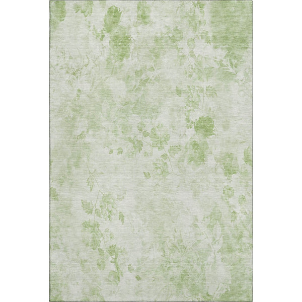 HomeRoots 8' X 10' Elegant Artichoke Green Floral Area Rug - Washable, UV-Protected, Durable for Homes 657687