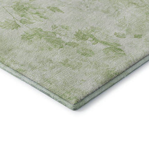 HomeRoots 8' X 10' Elegant Artichoke Green Floral Area Rug - Washable, UV-Protected, Durable for Homes 657687