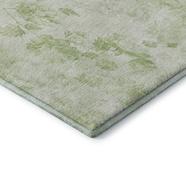 HomeRoots 8' X 10' Elegant Artichoke Green Floral Area Rug - Washable, UV-Protected, Durable for Homes 657687