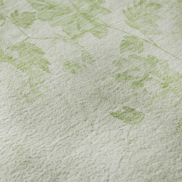 HomeRoots 8' X 10' Elegant Artichoke Green Floral Area Rug - Washable, UV-Protected, Durable for Homes 657687