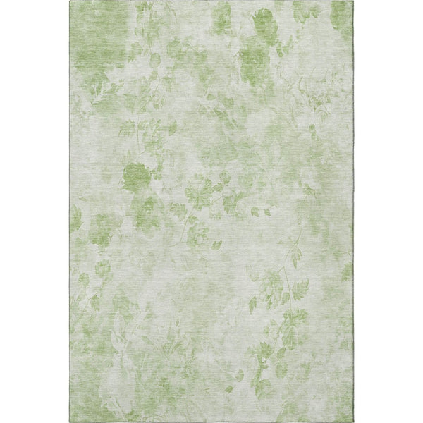 HomeRoots 9' X 12' Artichoke Green Floral Area Rug – Washable, Stain Resistant, UV Protected for Busy Homes 657688