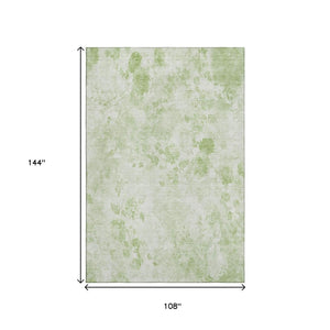 HomeRoots 9' X 12' Artichoke Green Floral Area Rug – Washable, Stain Resistant, UV Protected for Busy Homes 657688