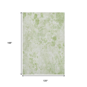 HomeRoots 10' Artichoke Green Floral Washable Area Rug - Durable, UV-Protected, Stylish for High-Traffic Spaces 657689