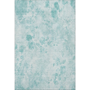 HomeRoots 8' X 10' Aqua and Ivory Floral Area Rug - Washable, UV-Protected, Durable for Busy Homes & Kids 657693