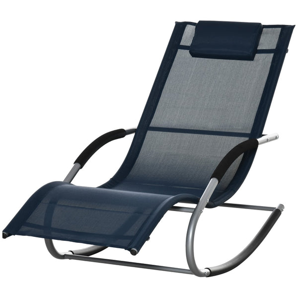 English Elm Outsunny Zero Gravity Rocking Chair - Durable Lounge Recliner With Detachable Pillow For Outdoor Relaxation W2225P200769-GIGA