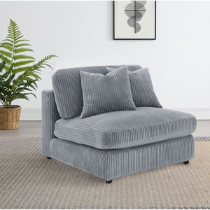 English Elm Cassidy Corduroy Armless Lounge Chair Plush Modular Seating for Living Rooms Fog B062P440340