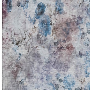 HomeRoots 10' Blue Blush Ivory Floral Washable Area Rug - Durable, UV-Protected, Family-Friendly Design for All Spaces 657701