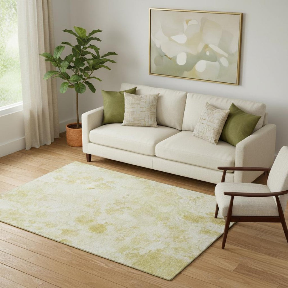 HomeRoots 5' X 8' Elegant Gold & Ivory Floral Area Rug - Washable, UV Protected, Ideal for High-Traffic Rooms 657703