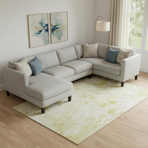 HomeRoots 8' X 10' Gold and Ivory Floral Area Rug - Washable, UV-Protected, Stylish & Durable for Any Room 657705