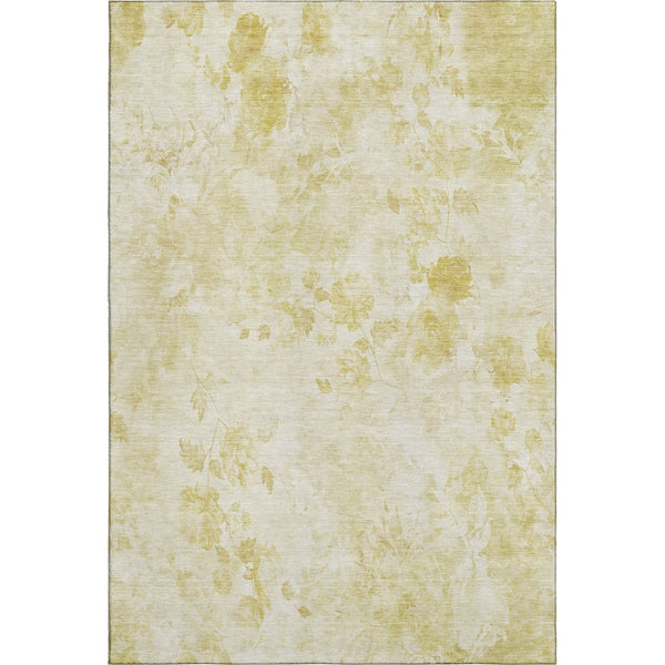 HomeRoots 8' X 10' Gold and Ivory Floral Area Rug - Washable, UV-Protected, Stylish & Durable for Any Room 657705