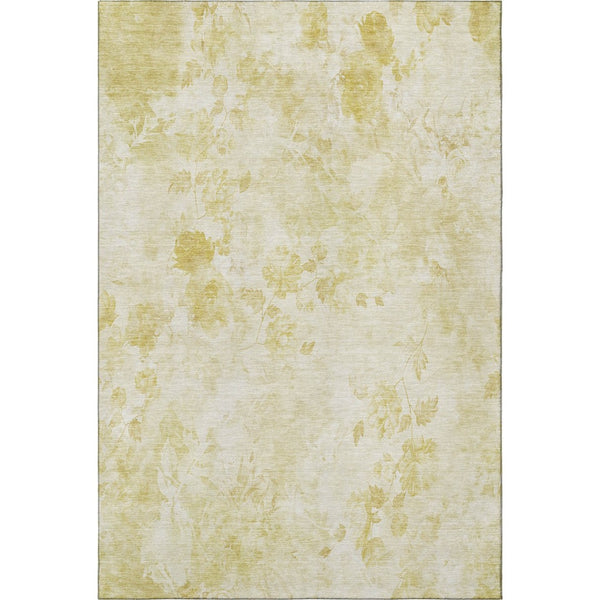 HomeRoots 8' X 10' Gold and Ivory Floral Area Rug - Washable, UV-Protected, Stylish & Durable for Any Room 657705