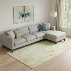 HomeRoots 9' x 12' Gold and Ivory Floral Area Rug - Washable, UV Protected, Durable for High-Traffic Spaces 657706