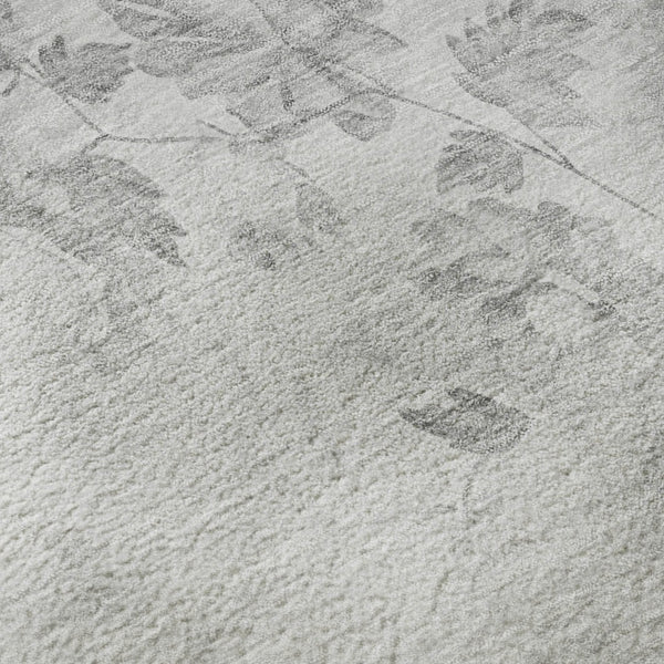 HomeRoots 5' X 8' Gray and Silver Floral Area Rug - Durable, Washable, UV Protected for Everyday Elegance 657709