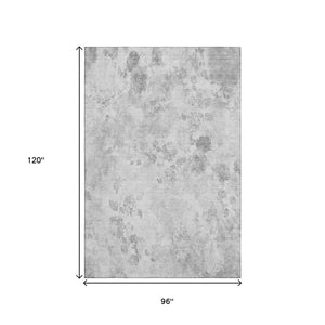 HomeRoots 8' X 10' Elegant Gray and Silver Floral Washable Area Rug with UV Protection for High-Traffic Areas 657711