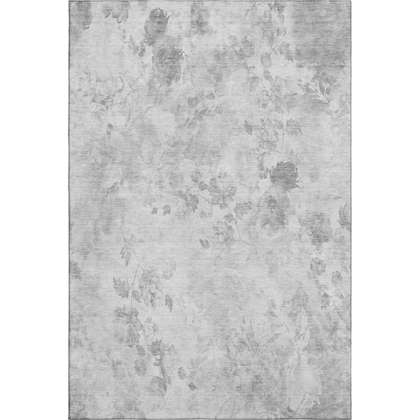 HomeRoots 10' x 14' Gray & Silver Floral Area Rug - Washable, UV-Protected, Perfect for High-Traffic Spaces! 657713