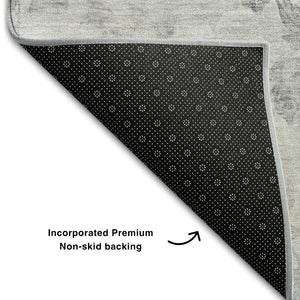 HomeRoots 10' x 14' Gray & Silver Floral Area Rug - Washable, UV-Protected, Perfect for High-Traffic Spaces! 657713