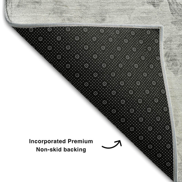 HomeRoots 10' x 14' Gray & Silver Floral Area Rug - Washable, UV-Protected, Perfect for High-Traffic Spaces! 657713