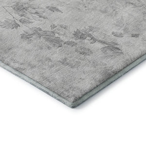 HomeRoots 10' x 14' Gray & Silver Floral Area Rug - Washable, UV-Protected, Perfect for High-Traffic Spaces! 657713