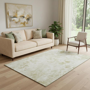 HomeRoots 5' X 8' Khaki & Ivory Floral Area Rug - Durable, Stain Resistant, UV Protected for Family Homes 657715