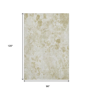 HomeRoots 8' X 10' Floral Washable Area Rug in Khaki & Ivory – Durable, UV-Protected, Easy-Care Home Essential! 657717
