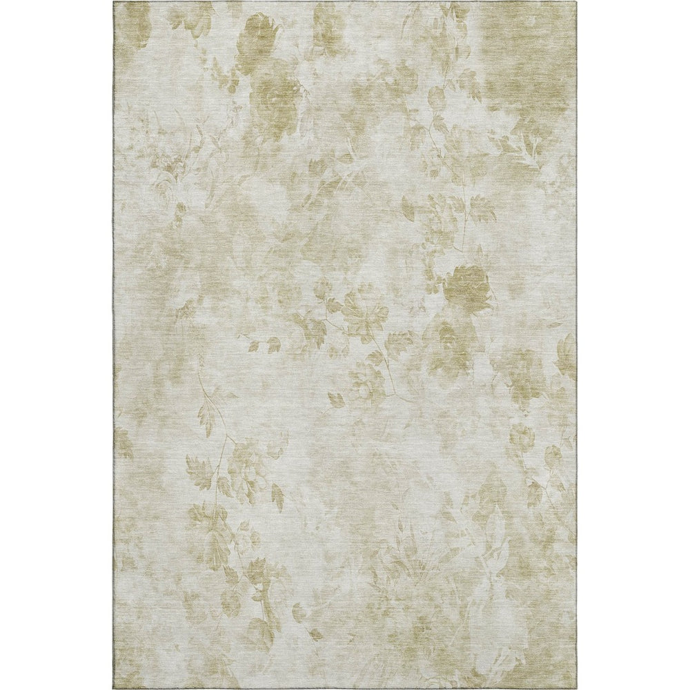 HomeRoots 8' X 10' Floral Washable Area Rug in Khaki & Ivory – Durable, UV-Protected, Easy-Care Home Essential! 657717