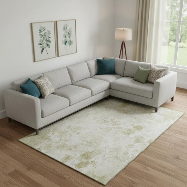 HomeRoots 9' X 12' Khaki Floral Area Rug - Washable, UV Protected, Perfect for Homes with Kids & Pets 657718